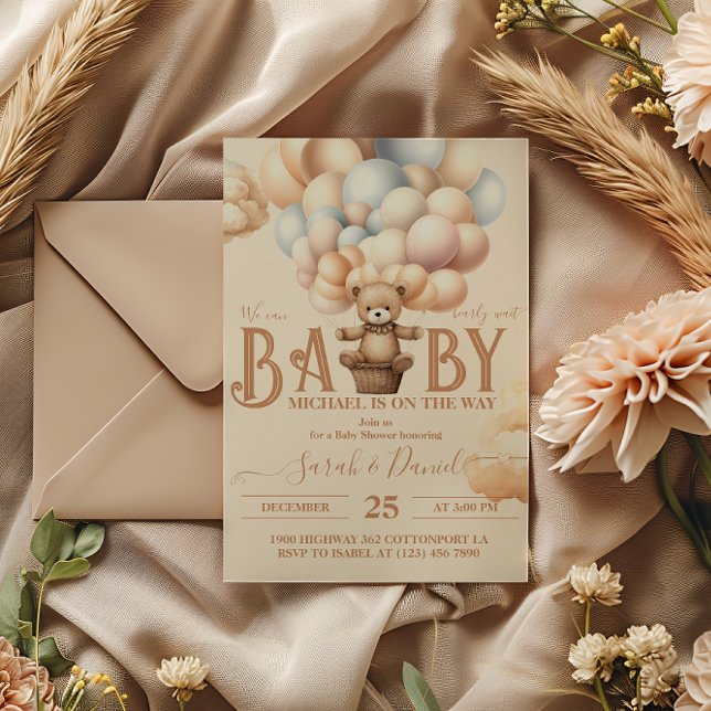 Nalle Bubblor - vänta, babyskare Inbjudningar (Skapare uppladdad)