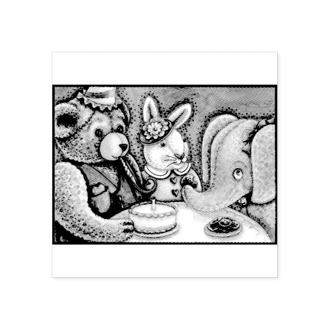 NALLE, BUNNY & ELEPHANT PARTY GUBBER FRIMÄRKE STÄMPEL (Tryck)