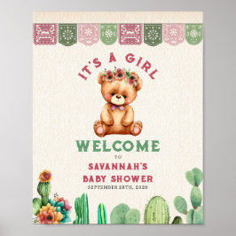 Nalle Cactus Girl Baby Shower Fiesta Poster