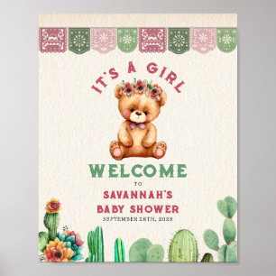 Nalle Cactus Girl Baby Shower Fiesta Poster