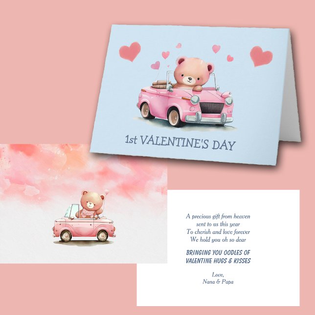 Nalle Car Baby Första Alla hjärtans dag Helgkort (Skapare uppladdad)