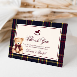 Nalle Classic Burgundy Play Baby Shower Tack Kort