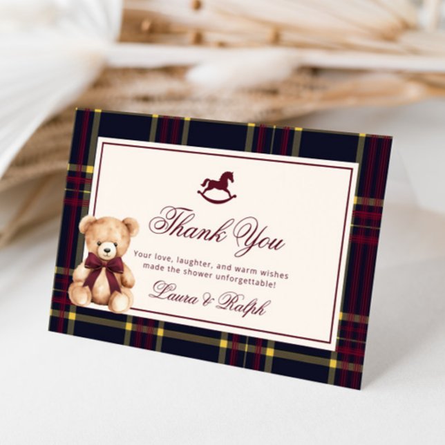 Nalle Classic Burgundy Play Baby Shower Tack Kort (Skapare uppladdad)