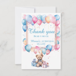 Nalle Colorful Ballon Beary First Birthday Tack Kort