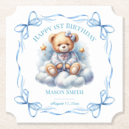 Nalle Colorful Ballon Beary First Birthday Underlägg Papper