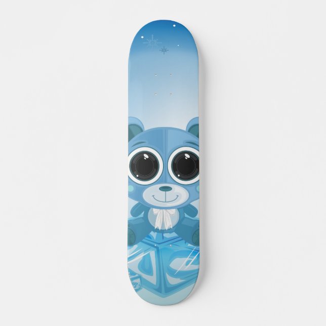 Nalle - Coola blå Mini Skateboard Bräda 18,5 Cm (Framsida)