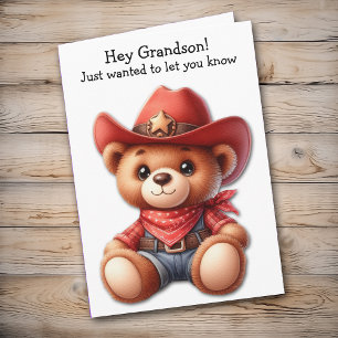 Nalle Cowboy Grandson Valentine Card Helgkort
