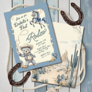 Nalle Cowboy Horse Rodeo Birthday Inbjudningar