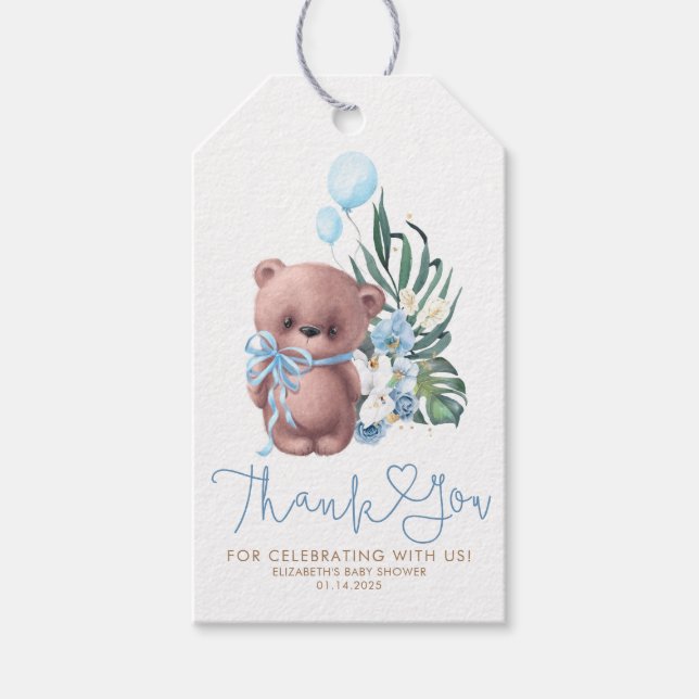 Nalle Cute Boho Baby Shower Tack Presentetikett (Framsidan)