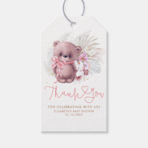 nalle Cute Boho Baby Shower Tack Presentetikett
