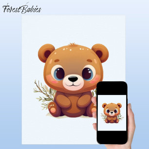 Nalle Cute Light Blue Baby Woodland Animal 🧸 Poster