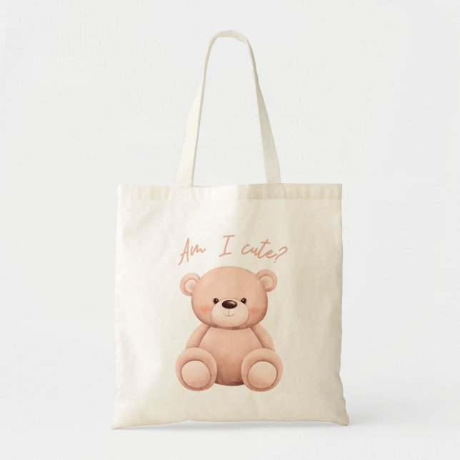 Nalle Cute Little Brown Bear Tote bags Tygkasse (Framsidan)