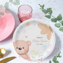 Nalle Cute Pastel Girl Baby Shower Tecknad
