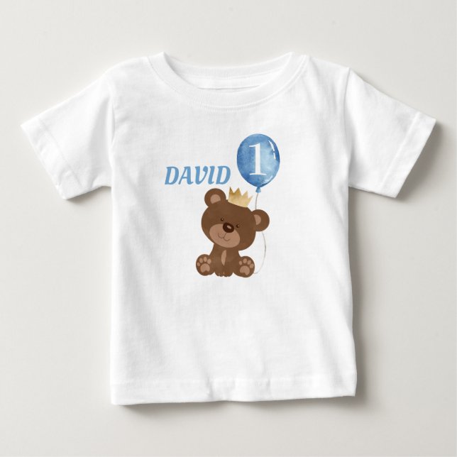 Nalle Cute Pojke födelsedag T Shirt (Framsida)
