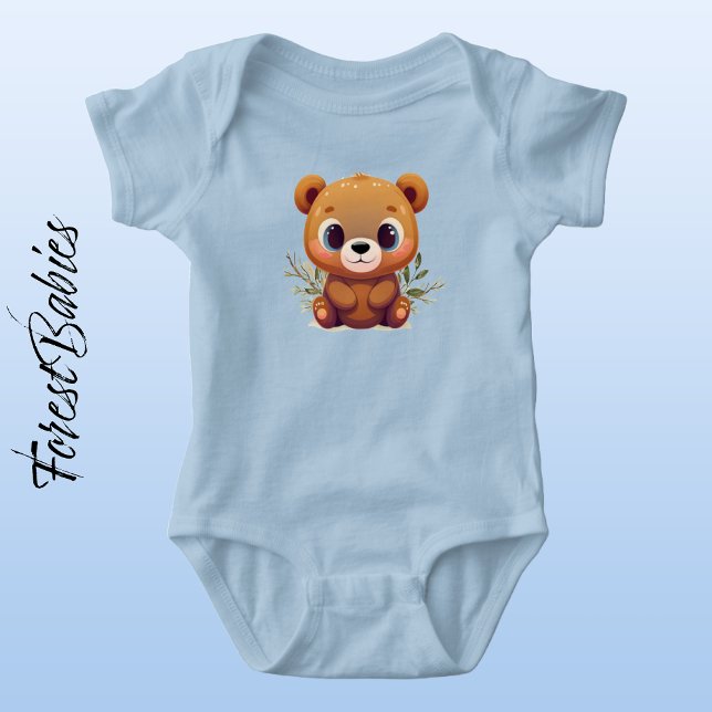 Nalle Cute Whimsical Baby Woodland Animal 🧸 T Shirt (Teddy Bear 🐻 Cute ForestBabies Whimsical Baby Woodland Animal Baby Bodysuit - Front)