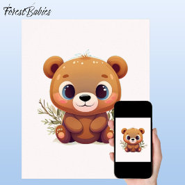 Nalle Cute Whimsical Woodland Baby djur 🧸 Poster