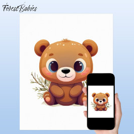 Nalle Cute White Whimsical Woodland Animal 🧸 Poster