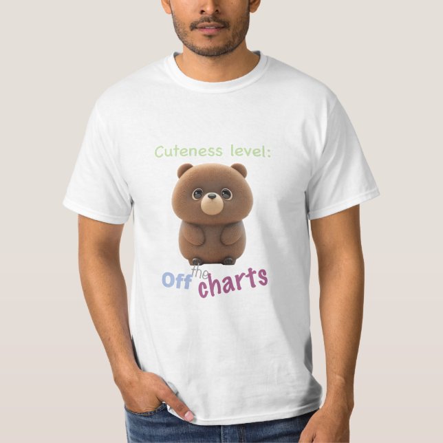 Nalle Cuteness Level Adsible Funny T Shirt (Framsida)