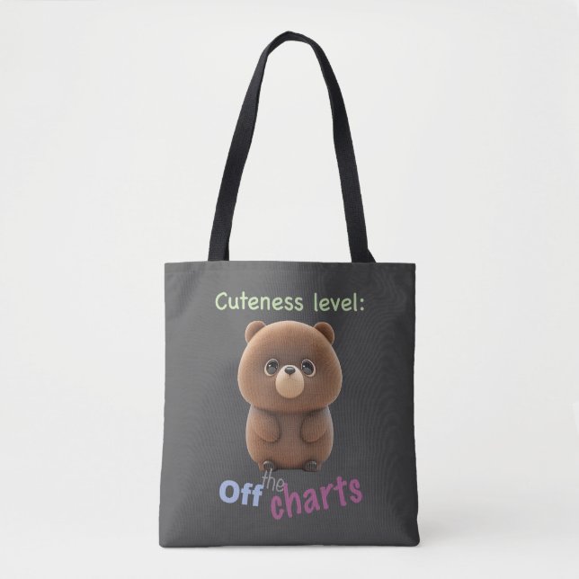 Nalle Cuteness Level Adsible Funny Tygkasse (Framsida)