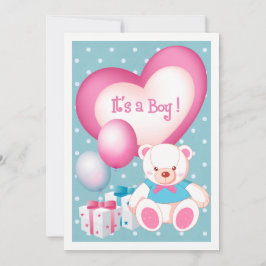 Nalle Design Pojke Birth Notice Meddelande