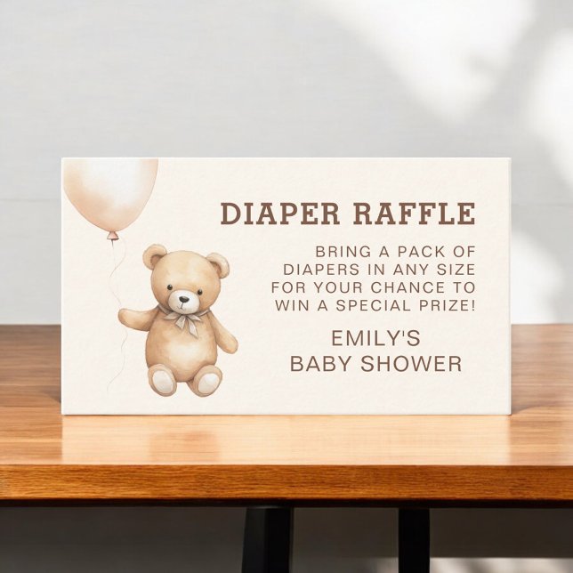 Nalle Diaper Raffle Barly Wait Baby Shower Tilläggskort (Skapare uppladdad)