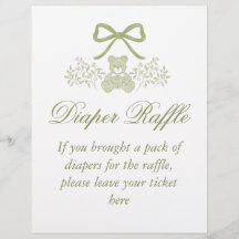 Nalle Diaper Raffle Sign | Baby Shower