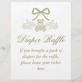 Nalle Diaper Raffle Sign | Baby Shower Reklamblad