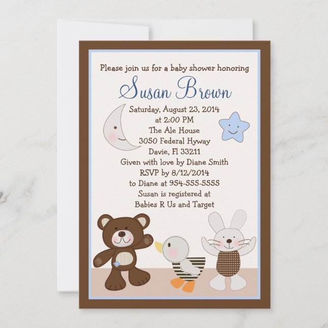 Nalle Duckie Bunny Baby Shower-inbjudan Inbjudningar (Framsida)