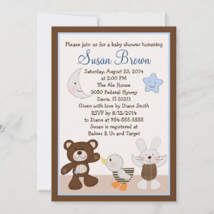 Nalle Duckie Bunny Baby Shower-inbjudan Inbjudningar