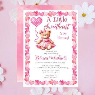Nalle En liten flicka, babyskor Inbjudningar