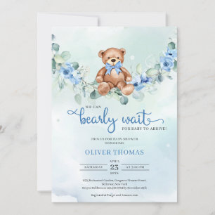 Nalle Eucalyptus WAN Baby Shower Inbjudningar