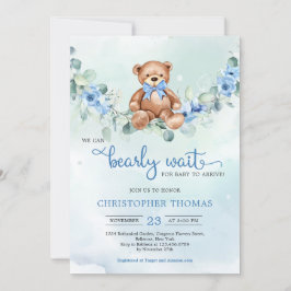 Nalle Eucalyptus WAN Baby Shower Inbjudningar
