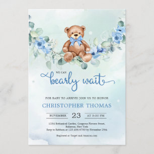 Nalle Eucalyptus WAN Baby Shower Inbjudningar