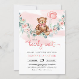 Nalle Eucalyptus WAN Baby Shower Invi Inbjudningar