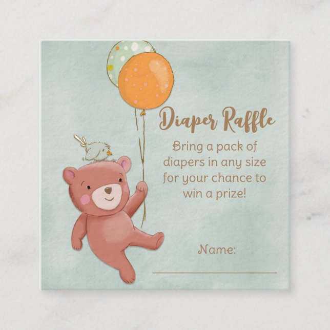 Nalle-, fågel- och ballonger - babyskor tilläggskort (Framsida)