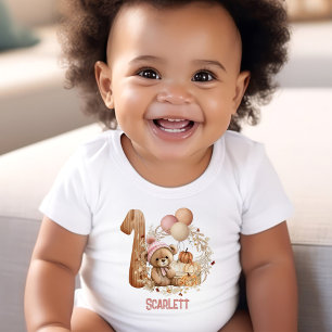 Nalle Fall Beary 1:a födelsedagsflickan T Shirt