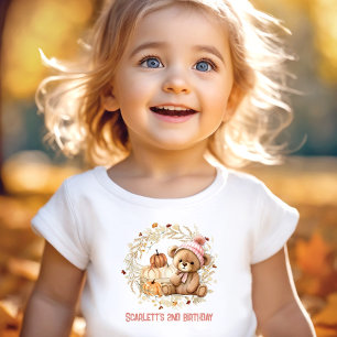 Nalle Fall Birthday Pumpkins Namn Girl T Shirt