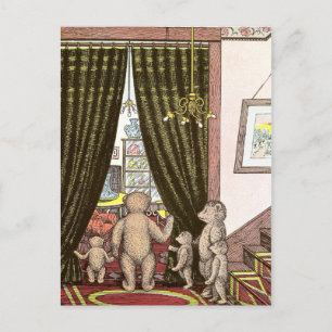 nalle Familj i Trappor Vykort