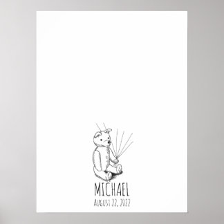 Nalle Fingerprint Guest Bok Poster