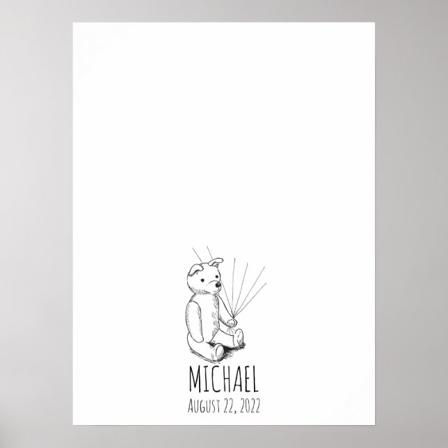 Nalle Fingerprint Guest Bok Poster (Framsidan)
