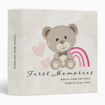 Nalle First Memorials Baby Bok Rosa
