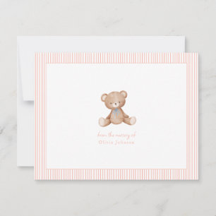 Nalle Flicka Baby Shower Anteckningskort