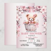 Nalle Flicka Rosa Flowers Baby Shower