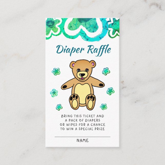 Nalle Flowers Baby Shower Diaper Raffle Tilläggskort (Framsida)