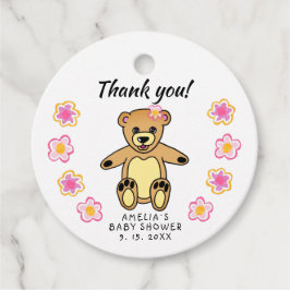 Nalle Flowers Baby Shower Tack Gåvor Etiketter