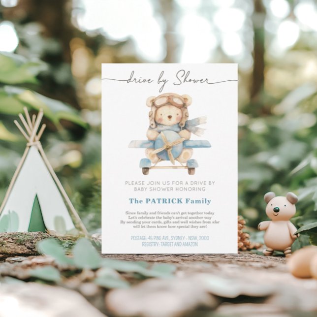 Nalle Flygplan | Babyvisningsprogram efter e-post Inbjudningar (Skapare uppladdad)