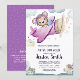 Nalle Flygplan Virtuella babyskor Inbjudningar