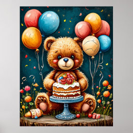 Nalle födelsetal med kummel poster