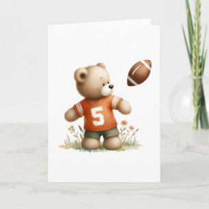 Nalle Football Player i Orange Jersey Blank Kort