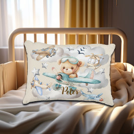 Nalle för anpassad namnpilot prydnadskudde